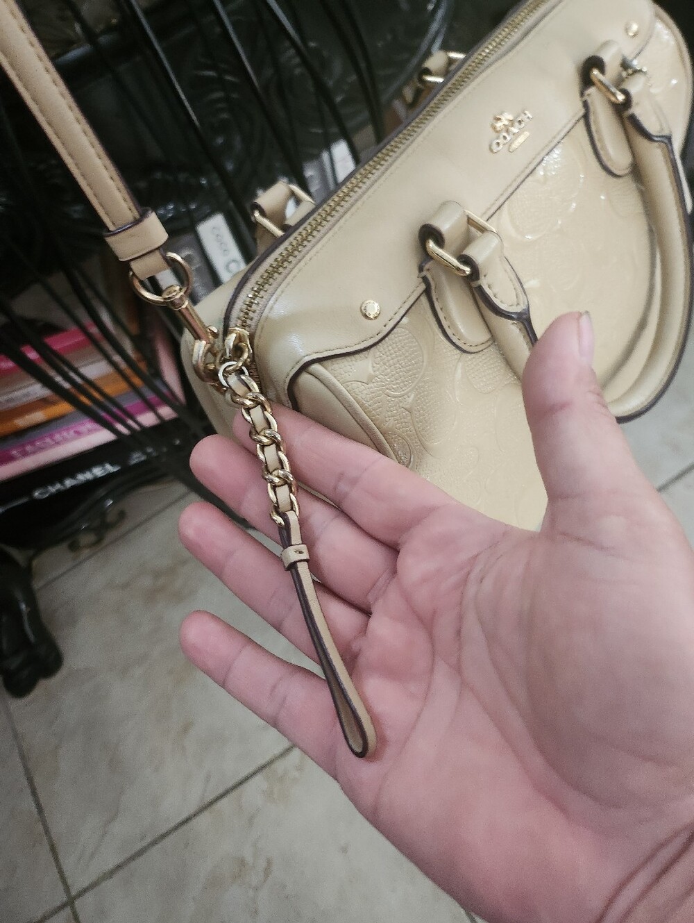 Coach Signature Embossed Patent Mini Bennett Satchel - Picture 5 of 8